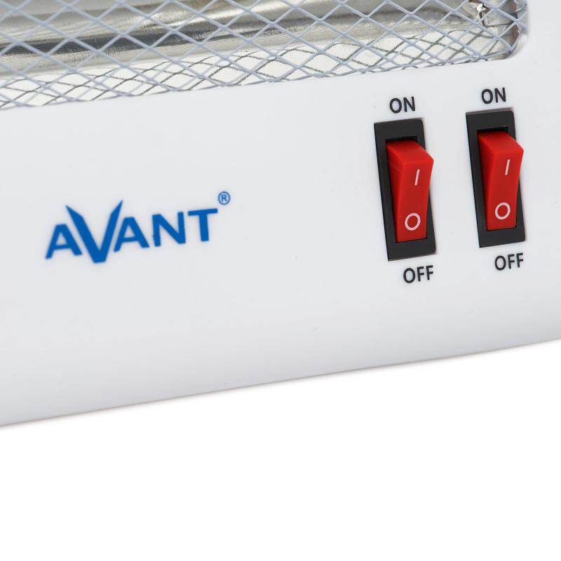 AVANT AV7554 - Estufa Eléctrica De Cuarzo con 2 Tubos, 800w con 2 Niveles De Potencia: 400 W - 800 W. Interruptor Antivuelco, Protección Térmica. Color Gris