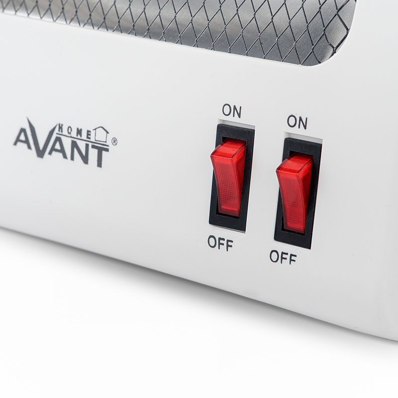 AVANT AV7585 - Estufa Eléctrica De Cuarzo con 2 Tubos, 800w. 2 Niveles De Potencia: 400 W - 800 W. Interruptor Antivuelco, Protección Térmica. Color Gris